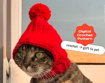 Crochet Pattern for Pet Hat - Cat or Dog Hat - Digital PDF