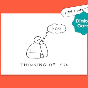 Je pense à toi - Carte de voeux - Cadeau surprise - Cadeau spécial - Carte réfléchie, Tu me manques, Carte d'amour - Carte numérique