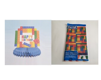 Building Blocks Theme Party Supplies-Building Blocks Table Cover-Building Blocks Centerpiece-Building Bricks Theme Birthday Party Supplies