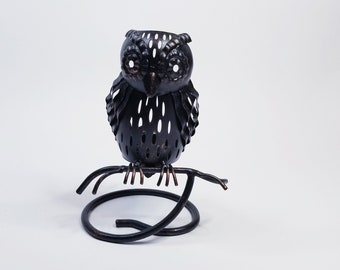 Vintage Metal Owl Tealight Holder-Owl Candle Holder-Gifts