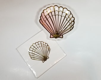 Shell Mini Set-Shell Napkins, Plates-Summer Birthday Party-Picnic BBQ Napkins, Plates-Mermaid Napkins, Plates-Beach Party Supplies