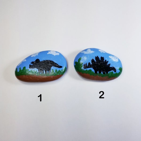 Hand Painted Dinosaur Stone-Dinosaur Rock-Pocket Rock-Comfort Stone-Kid's Worry Stone-Rock Art-Painted Rock-Painted Stone-Gift