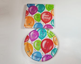Happy Birthday Balloon Mini set-Happy Birthday Balloon Plates and Napkins-Birthday, Promotion, Celebration Party-Balloon Party Supplies