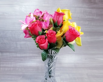 3 Artificial Mixed Rose Stems-Faux Roses Stems-Faux Flowers-Artificial Flowers-Floral Arrangement Stem-DIY Crafts