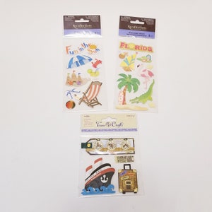 Stickers vacances Scrapbooking - Stickers scrapbooking - Stickers bateau de croisière - Stickers Floride - Stickers plage - Fabrication de cartes - Sticker planificateur
