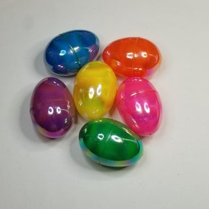 11 Vintage Iridescent Plastic Fillable Easter Eggs-Shiny Easter Hunt Eggs-Easter Wreath Supplies-Easter Flower Arrangement-Craft Supply