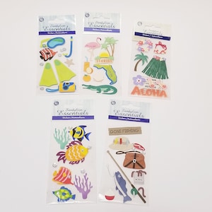 Stickers muraux vintage Sandylion Essentials Dimensional Scrapbooking-Scrapbooking Stickers-Floride Stickers-Hawaï Stickers-Autocollants Pêche-Autocollants