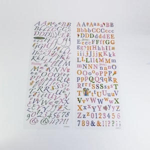 Autocollants lettres alphabet scintillants vintage - Autocollants lettres alphabet transparents sans acide - Autocollants lettres cursives, majuscules - Autocollants lettres scrapbooking