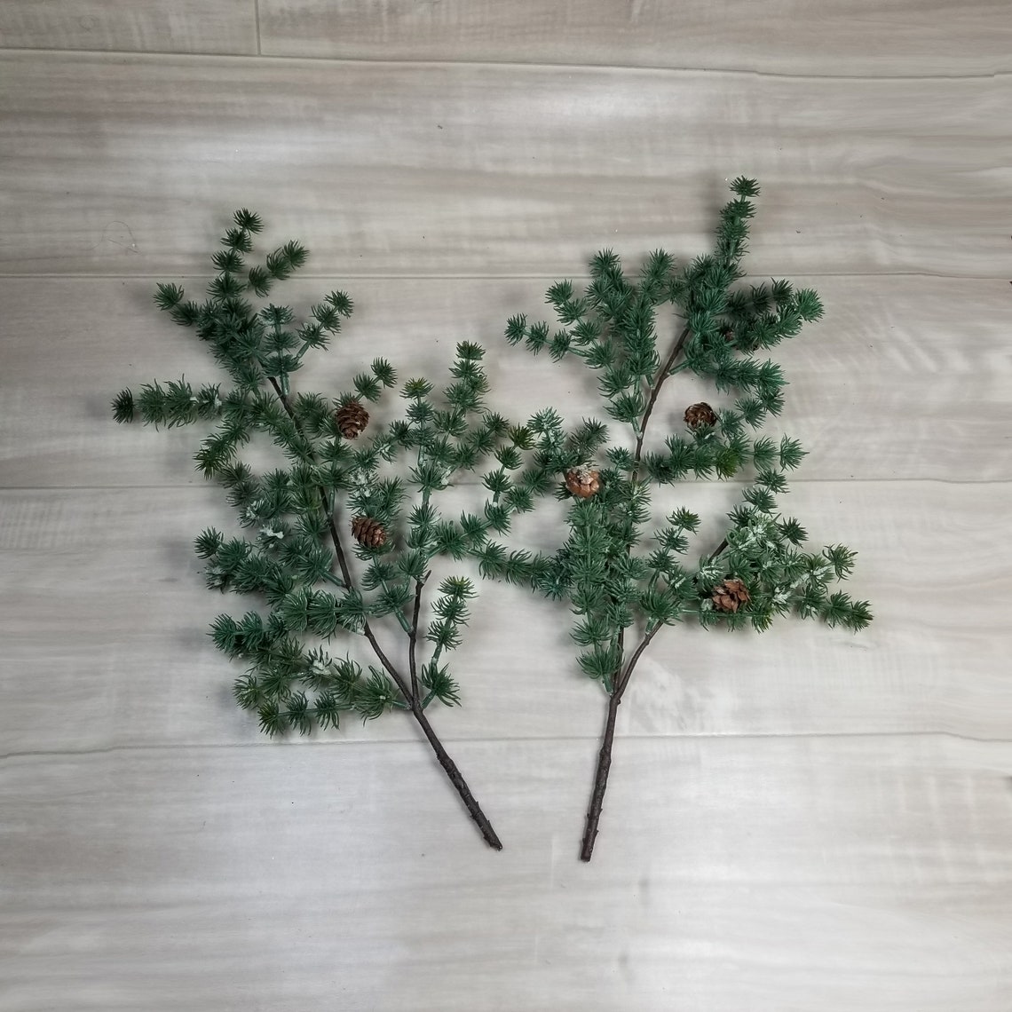 2 Artificial Atlas Cedar Branches With Mini Etsy