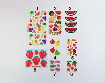 Vintage Fruit Stickers-Strawberry, Watermelon, Apple, Grape, Banana, Pineapple Stickers-Sandylion Stickers-Scrapbooking-Cardmaking