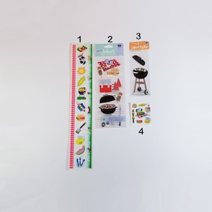 Vintage Picnic Stickers-Barbeque Grill, Barbecue Grill, BBQ, Cooler, Kebab Stickers-Sandylion Stickers-Scrapbooking-Cardmaking