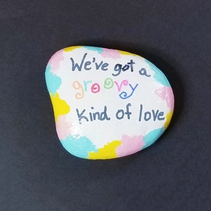 Groovy Kind Of Love Painted Stone Rock-Valentine Gift-Painted Pebble-Hand Painted Stone Rock-Pocket Rock-I Love You Rock-Gift