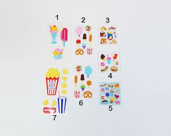 Vintage Junk Food Stickers-Hotdog, Hamburger, Pizza, Cotton Candy, Ice Cream, Popcorn Stickers-Sandylion Stickers-Scrapbooking-Cardmaking