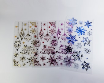 Vintage Foil Festive Sticker Sheet-Christmas Clear Stickers-Rhinestone Stickers-Scrapbook Stickers-Decorative Stickers