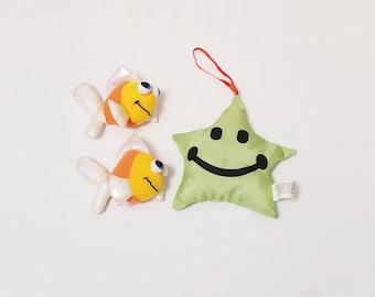 Vintage Fish and Star stuffed toys-Lot of 3 small plush toys-Gifts