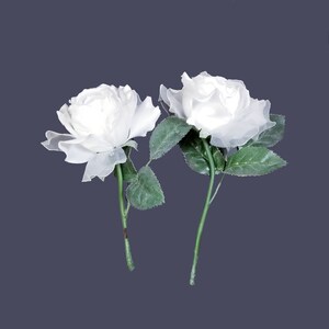 2 Silk and Tulle Artificial White Rose Stems-Faux Roses Stems-Faux Flowers-Artificial Flowers-Floral Arrangement Stem-DIY Crafts