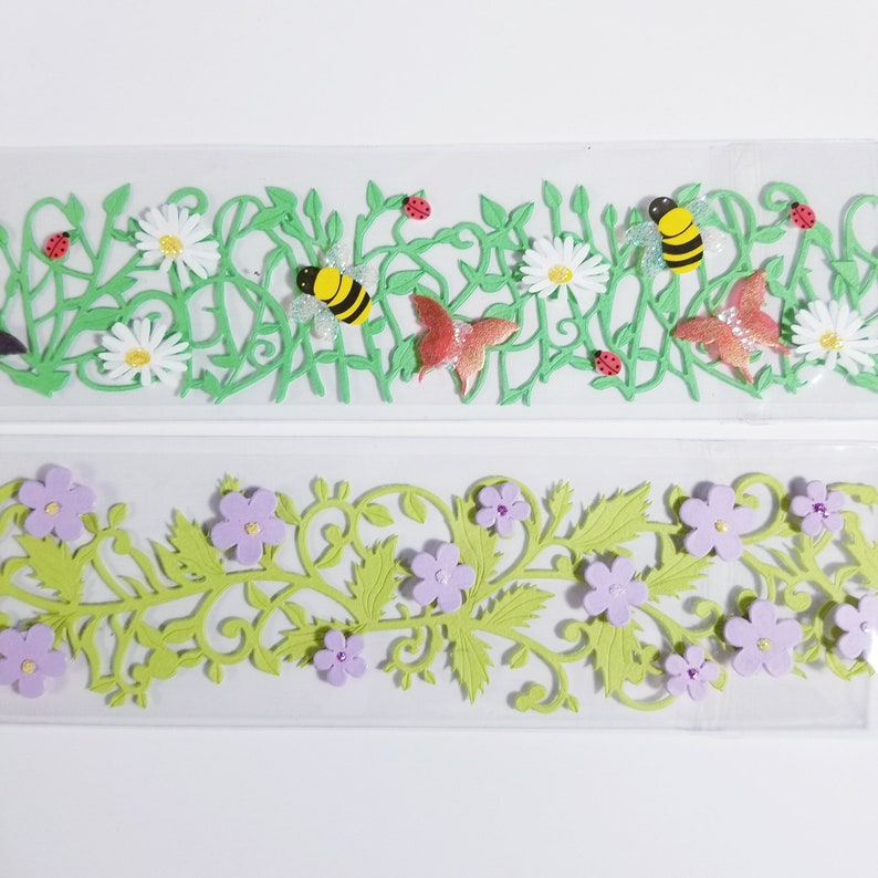 Vintage 3D Glitter Self Stick Bordersunflower, Roses, Flower, Ocean