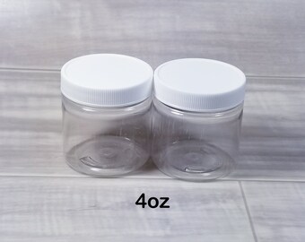 Set of 4 scratched 4oz plastic clear jars with lid and a liner-Storage Jar-DIY body butter, body scrub, sugar scrub, slime container