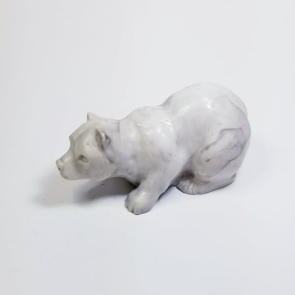 Vintage Crouching Polar Bear Pearlite Marble Craft Inuit Eskimo Sculpture Figurine-Marble Polar Bear Figurine-Gift
