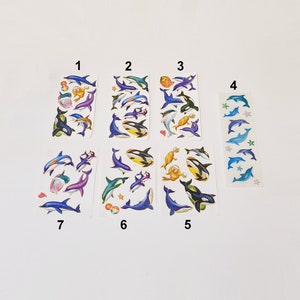 stickers vintage dauphins-morses, phoques, raies pastenagues-mammifères marins, baleines, cétacés stickers-scrapbooking-fabrication de cartes