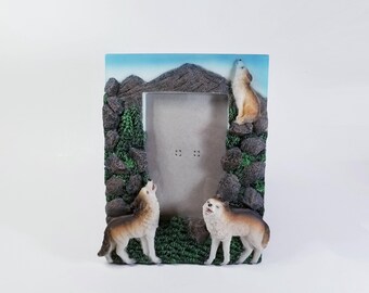 Vintage 3D cadre photo loups-cadre photo loups sauvages-cadre photo nature-cadre photo animaux-cadeau