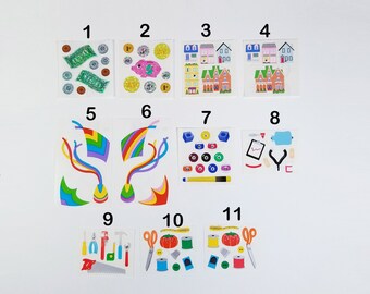 Vintage Money Stickers-Sandylion Stickers-Coin Bank, House, Kite, Billiard, Medical, Tools, Sewing Stickers-Scrapbook Stickers-Cardmaking