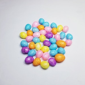 Vintage 42 Mini Foam Glitter Easter Eggs-Small Foam Sparkling Easter Eggs-Easter Decoration-Easter Wreath Supplies-Craft Supply