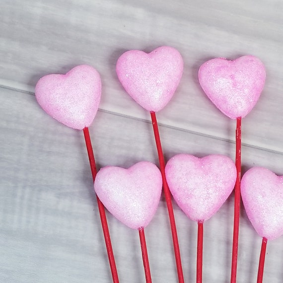 9 Pink Glitter Heart Picks-pink Glitter Foam Hearts on Wood Stick-cupcake  Topper-cake Topper-bouquet Decor-craft Supply -  Norway