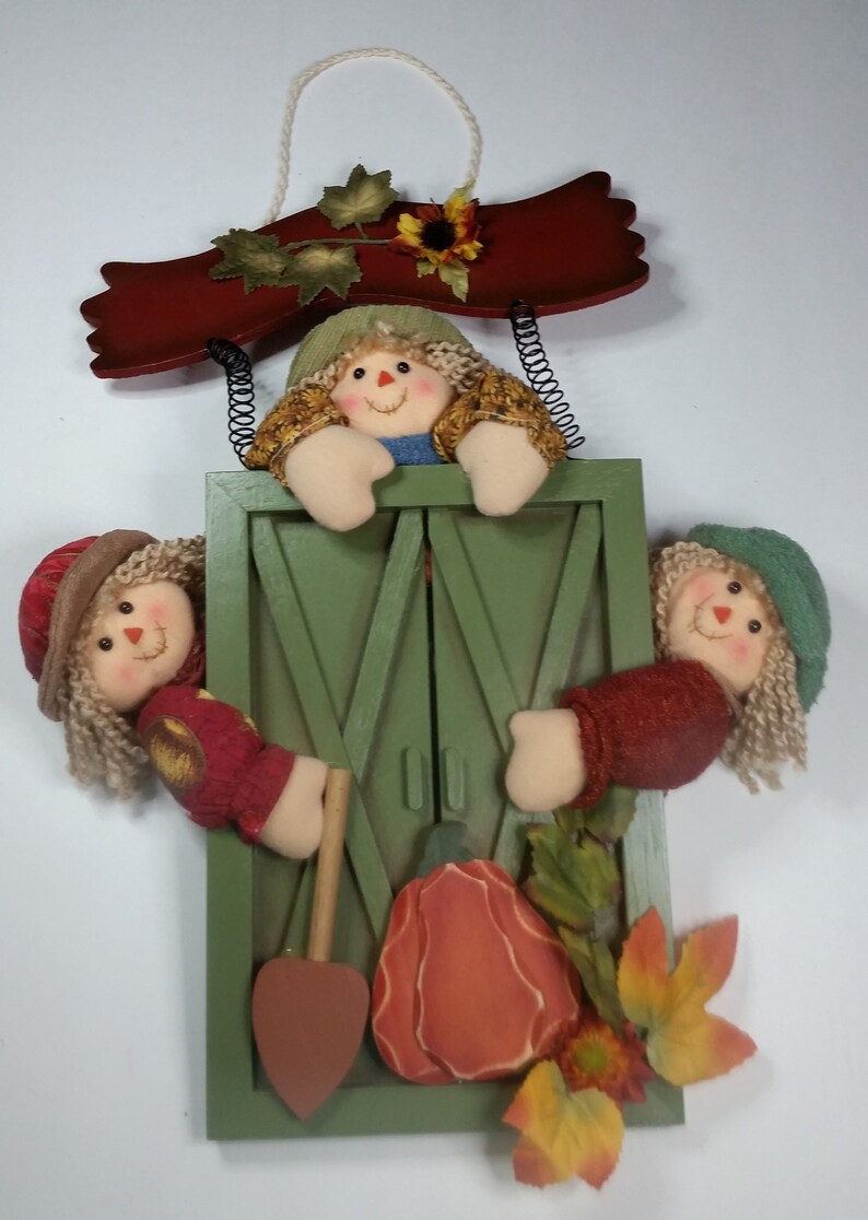 Rag Dolls Garden Gate Decoration-Door Decoration-Door Hanger-Wall Decoration-Fall Decoration-Autumn Decoration-Home Decoration