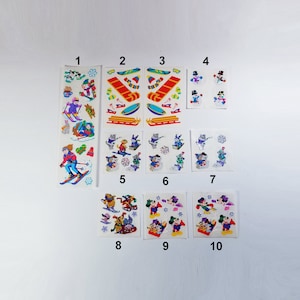 autocollants vintage de jour de neige-Mickey Mouse, Winnie l'ourson, jour de neige animal-sports d'hiver, autocollants de ski pour enfants-autocollants de scrapbooking