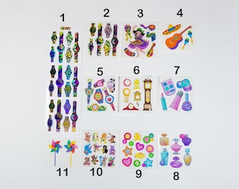 Vintage Watches Stickers-Dancer, Sombrero, Clocks, Cosmetics, Perfume, Musical Animals, Pinwheel, Buttons-Sandylion Stickers-Cardmaking