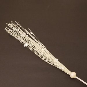 Long White Glitter Stems With Silver Sequins Spray-Floral Arrangement Stem-Wreath, Centerpiece Filler-DIY Projects-Christmas Decoration