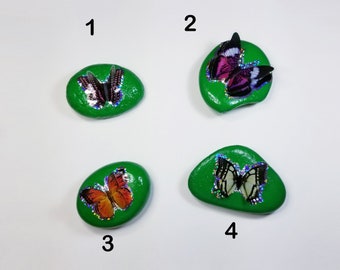 Butterfly Rock-Butterfly Rock Decoration-Rock Art-Decorated Stones-Decorated Rocks-Painted Rock-Painted Stone-Home Decor-Gift