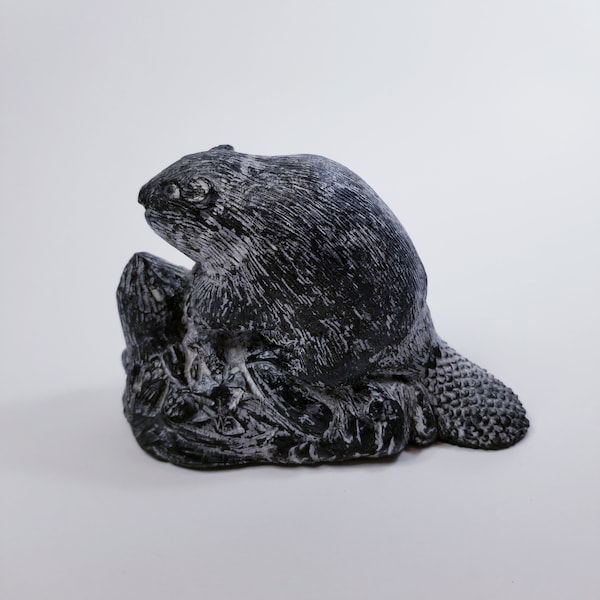 Vintage Wolf Beaver Soapstone Sculpture Figurine-Nature Animal Soapstone Figurine-Inuit Eskimo Soapstone Figurine-Gift