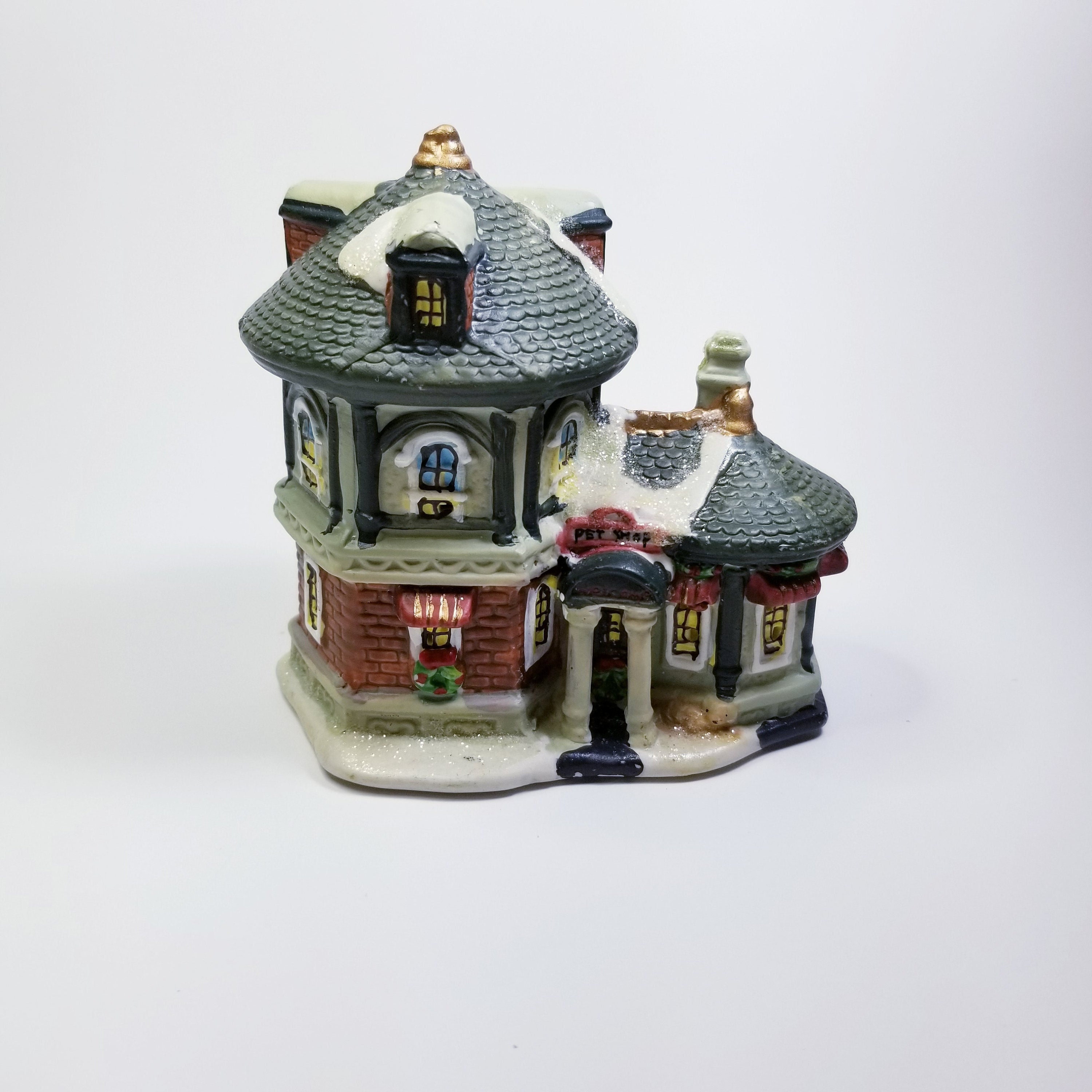 Vintage 'pet Shop' Porcelain Houseminiature Christmas Village Ceramic