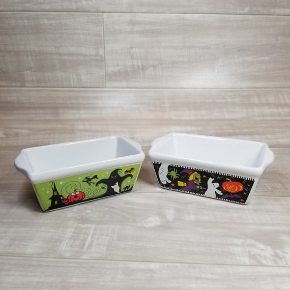 5 Vintage Small Halloween Ceramic Baking Dishes-small Ceramic Mini Loaf  Containers-small Casserole Dish-halloween Theme Candy Dish-gifts -   Hong Kong