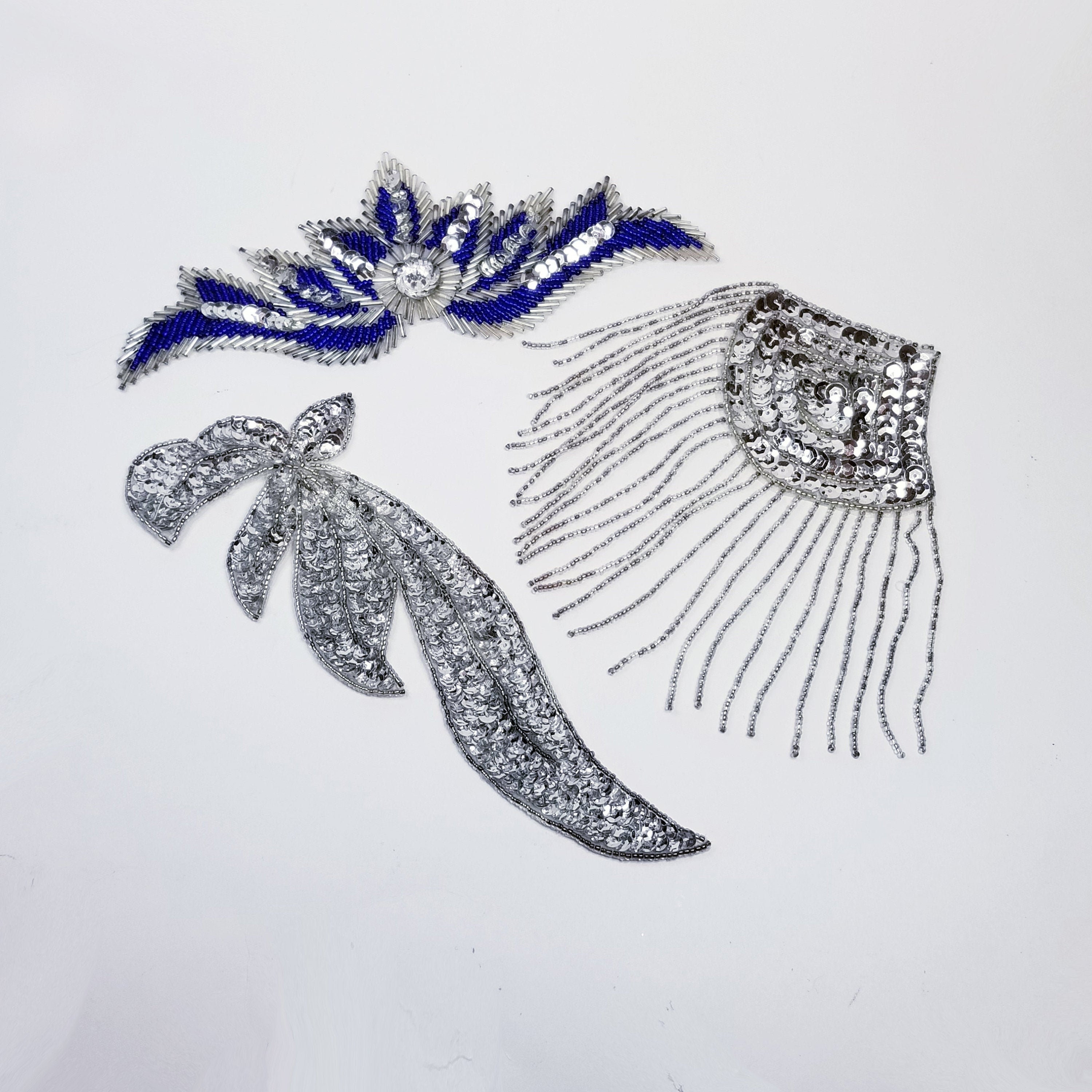 Vintage 3 Sew-on Beaded and Sequin Patches-sequin Appliques 