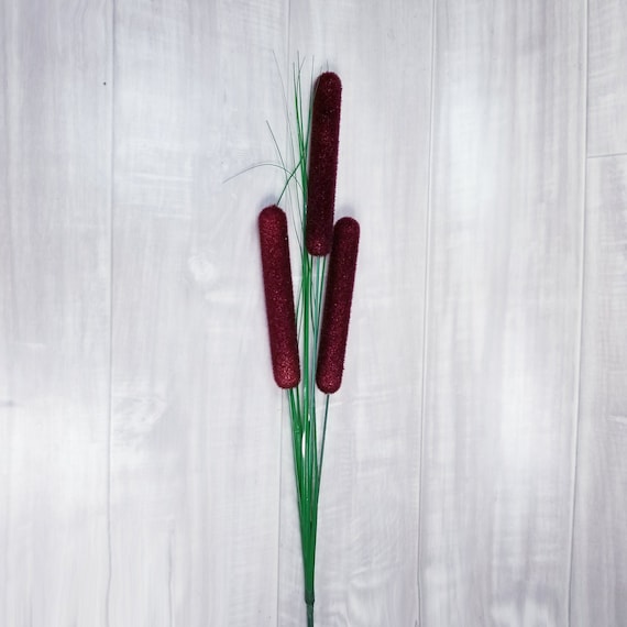 Artificial Cattails With Grass Blades Spraycattail Floral Etsy