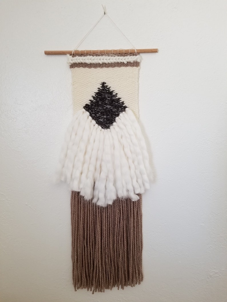 Medio moderno tejido tejido pared colgante tejido blanco con | Etsy