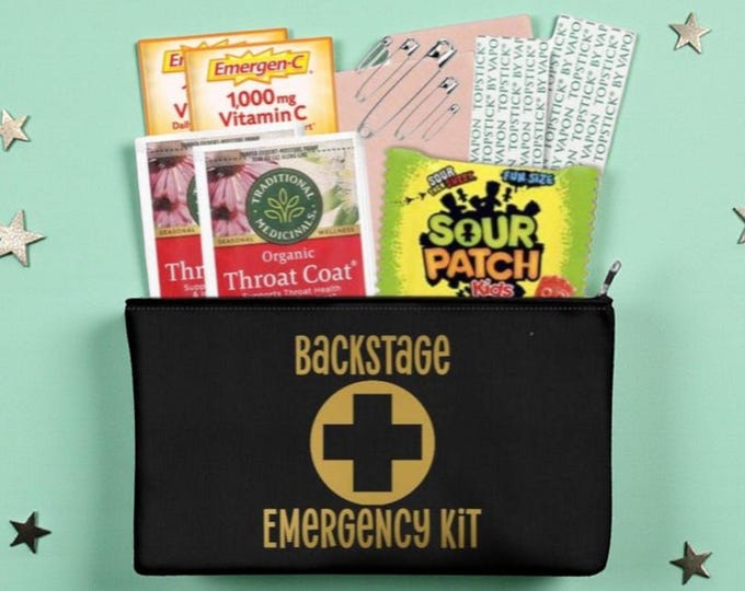 Backstage Actor emergency kit zippered canvas bag actors | Opening Night Gifts | Theatre Play Cast Gifts | Dance Singing Musical