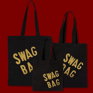 Swag Bag Metallic Gold Party Favor Canvas Tote Bags | Party Gift Bag | Gold Trophy, Red Carpet, Hollywood Party Favor, Swag Bag