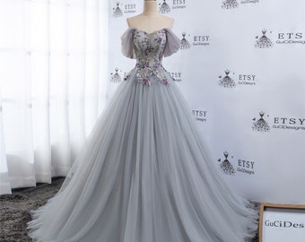 evening gown gray