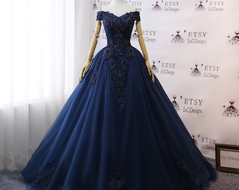 navy gown for wedding