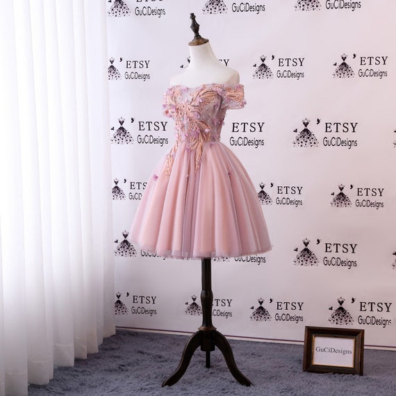 pink and orange prom dress