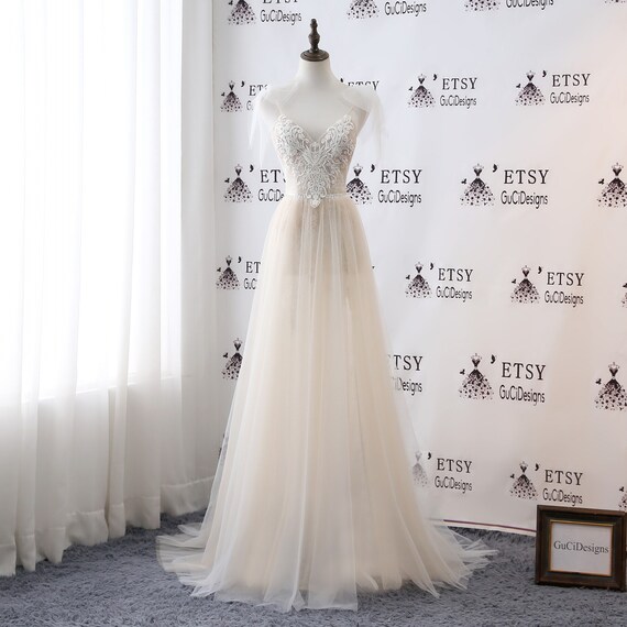 strapless v neck wedding dress