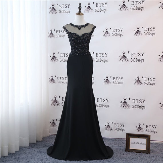 black sheath gown