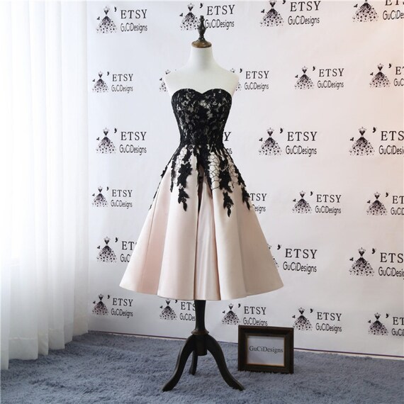 Black Lace Tea Length Dresses