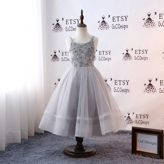 gray flower girl dress