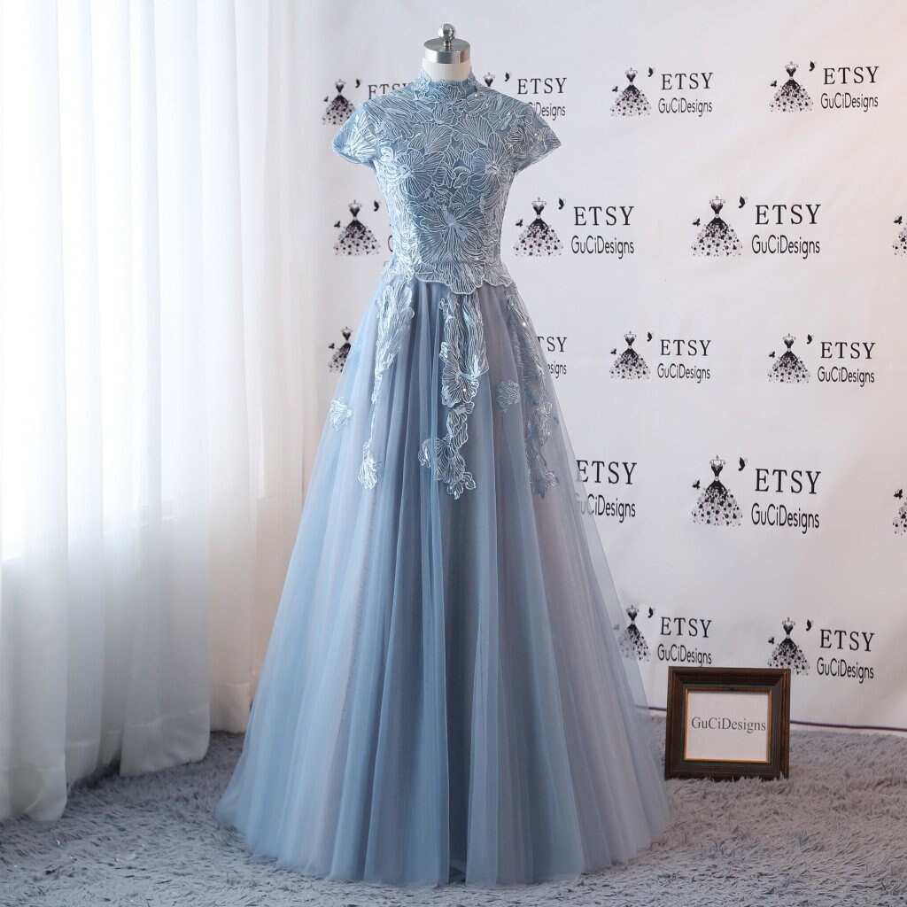 floral lace prom dress