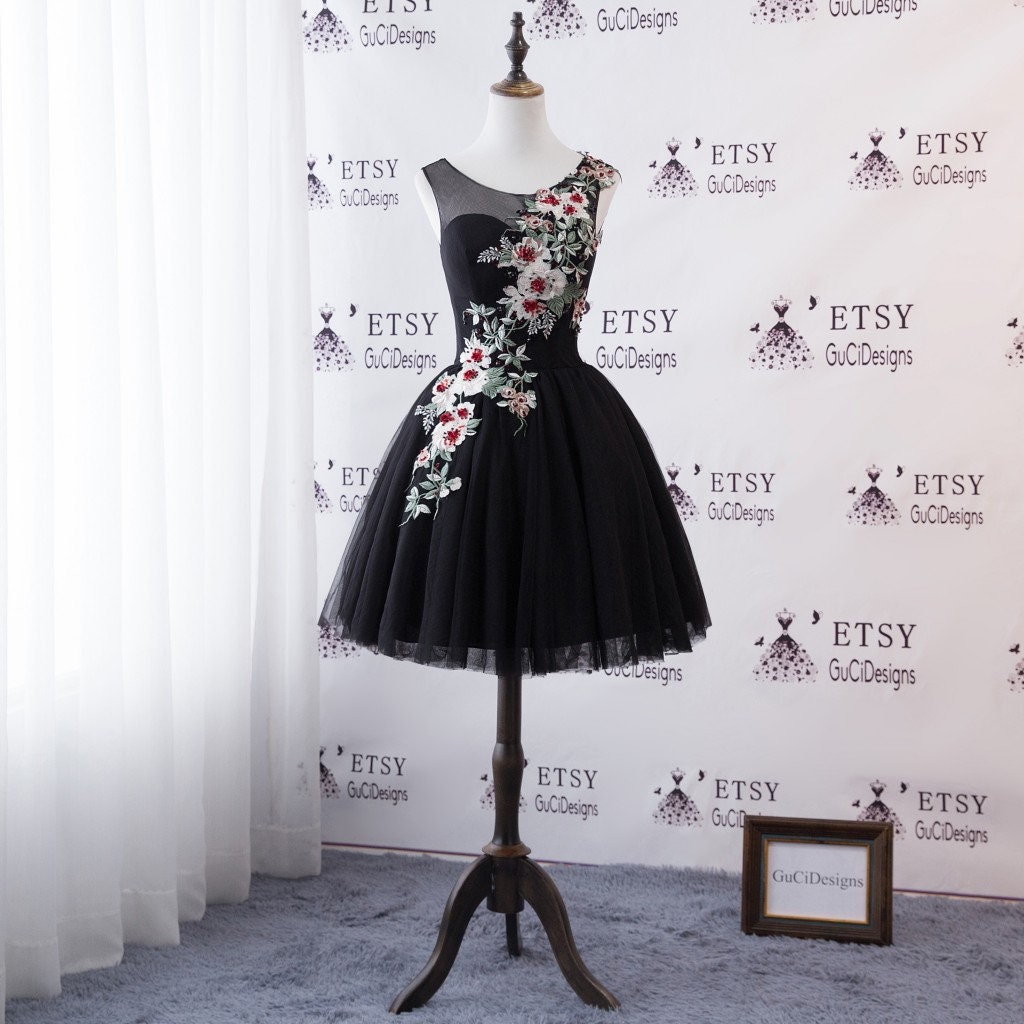 black formal dress knee length